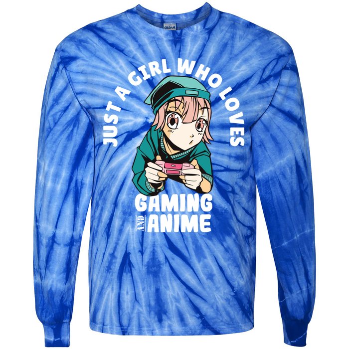 Just A Who Loves Anime And Gaming Gamer Anime Merch Gift Tie-Dye Long Sleeve Shirt