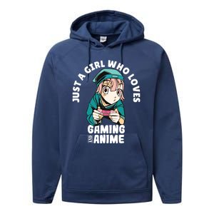 Just A Who Loves Anime And Gaming Gamer Anime Merch Gift Performance Fleece Hoodie