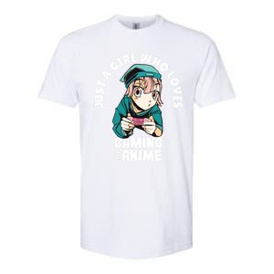 Just A Who Loves Anime And Gaming Gamer Anime Merch Gift Softstyle CVC T-Shirt