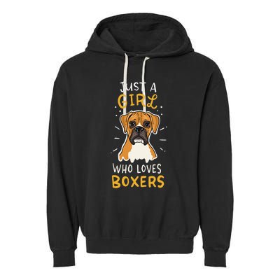 Just A Who Loves Boxers Dog School Gift Garment-Dyed Fleece Hoodie