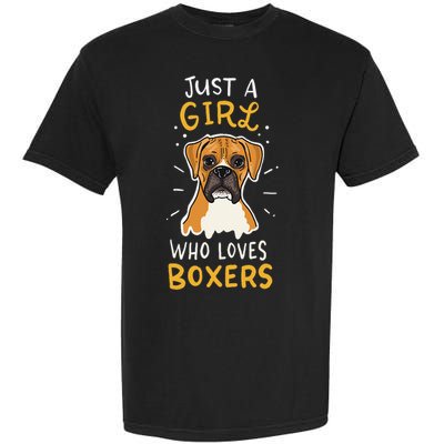 Just A Who Loves Boxers Dog School Gift Garment-Dyed Heavyweight T-Shirt