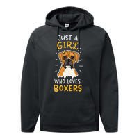 Just A Who Loves Boxers Dog School Gift Performance Fleece Hoodie