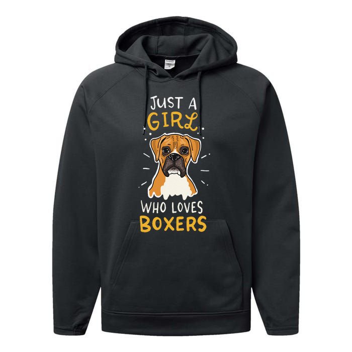 Just A Who Loves Boxers Dog School Gift Performance Fleece Hoodie