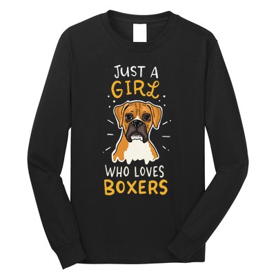 Just A Who Loves Boxers Dog School Gift Long Sleeve Shirt