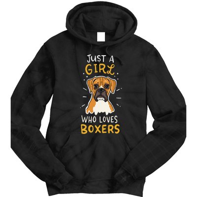 Just A Who Loves Boxers Dog School Gift Tie Dye Hoodie