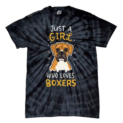 Just A Who Loves Boxers Dog School Gift Tie-Dye T-Shirt