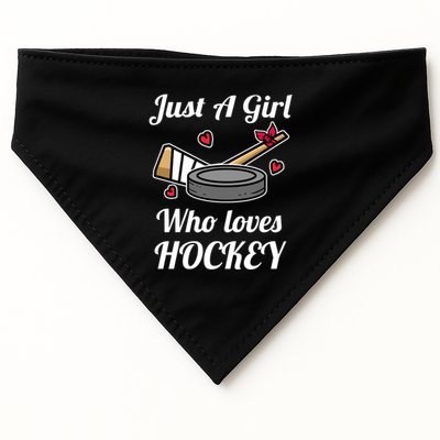 Just A Who Loves Hockey Ice Hockey Jersey Meaningful Gift USA-Made Doggie Bandana