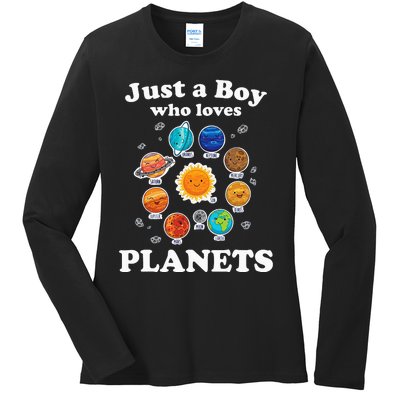 Just A Who Loves Planets Solar System Space Science Ladies Long Sleeve Shirt