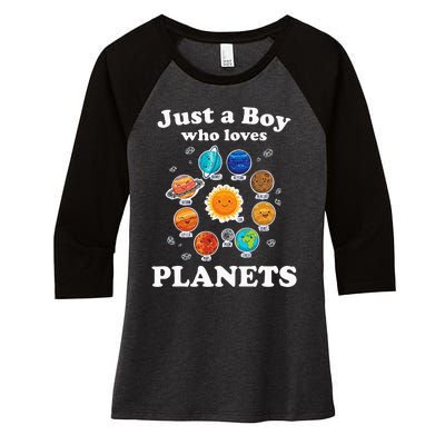 Just A Who Loves Planets Solar System Space Science Women's Tri-Blend 3/4-Sleeve Raglan Shirt