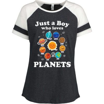 Just A Who Loves Planets Solar System Space Science Enza Ladies Jersey Colorblock Tee