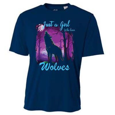 Just A Who Loves Wolves Wolf Cooling Performance Crew T-Shirt