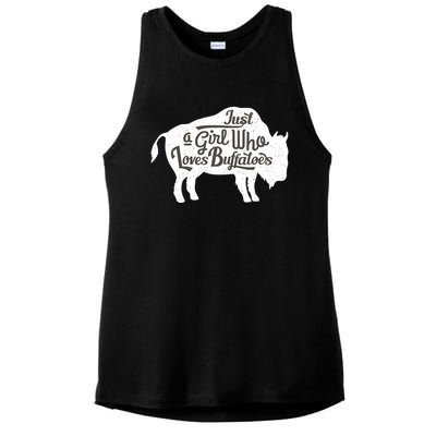 Just A  Who Loves Buffaloes Buffalo Bison Lover  Ladies PosiCharge Tri-Blend Wicking Tank