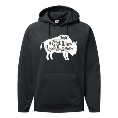 Just A  Who Loves Buffaloes Buffalo Bison Lover  Performance Fleece Hoodie