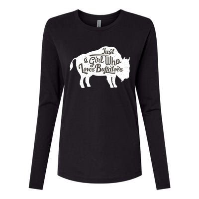 Just A  Who Loves Buffaloes Buffalo Bison Lover  Womens Cotton Relaxed Long Sleeve T-Shirt