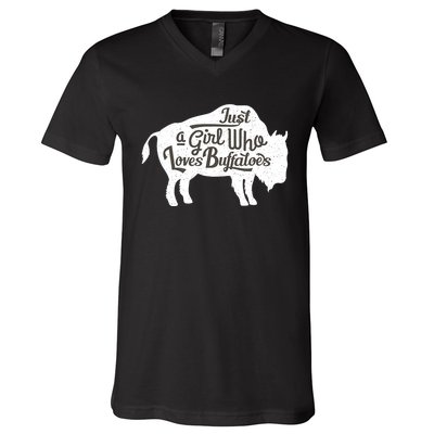 Just A  Who Loves Buffaloes Buffalo Bison Lover  V-Neck T-Shirt