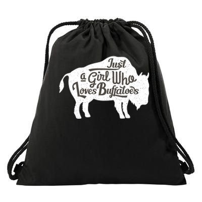 Just A  Who Loves Buffaloes Buffalo Bison Lover  Drawstring Bag