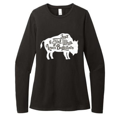 Just A  Who Loves Buffaloes Buffalo Bison Lover  Womens CVC Long Sleeve Shirt