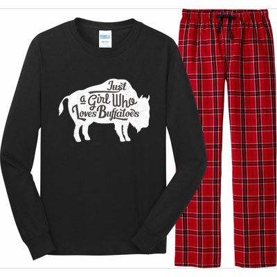 Just A  Who Loves Buffaloes Buffalo Bison Lover  Long Sleeve Pajama Set