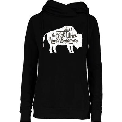 Just A  Who Loves Buffaloes Buffalo Bison Lover  Womens Funnel Neck Pullover Hood