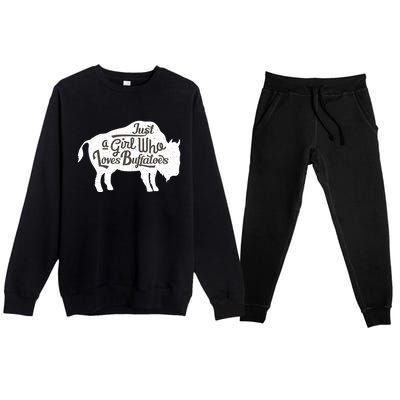 Just A  Who Loves Buffaloes Buffalo Bison Lover  Premium Crewneck Sweatsuit Set