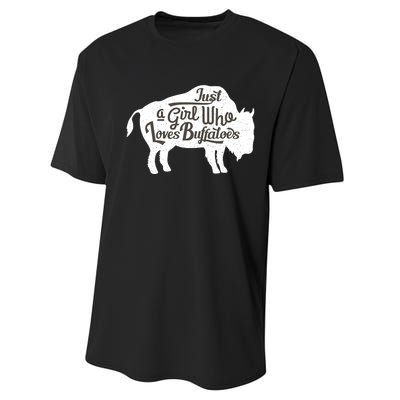 Just A  Who Loves Buffaloes Buffalo Bison Lover  Performance Sprint T-Shirt