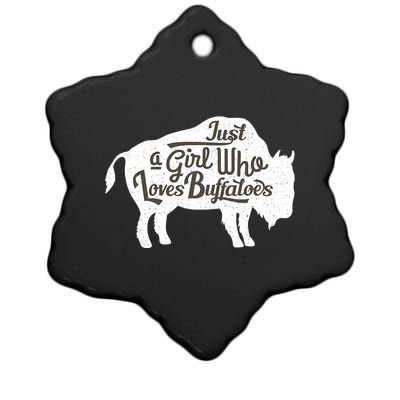 Just A  Who Loves Buffaloes Buffalo Bison Lover  Ceramic Star Ornament