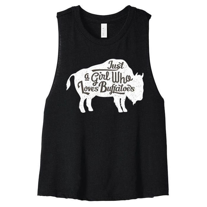 Just A  Who Loves Buffaloes Buffalo Bison Lover  Women's Racerback Cropped Tank