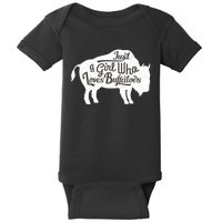 Just A  Who Loves Buffaloes Buffalo Bison Lover  Baby Bodysuit