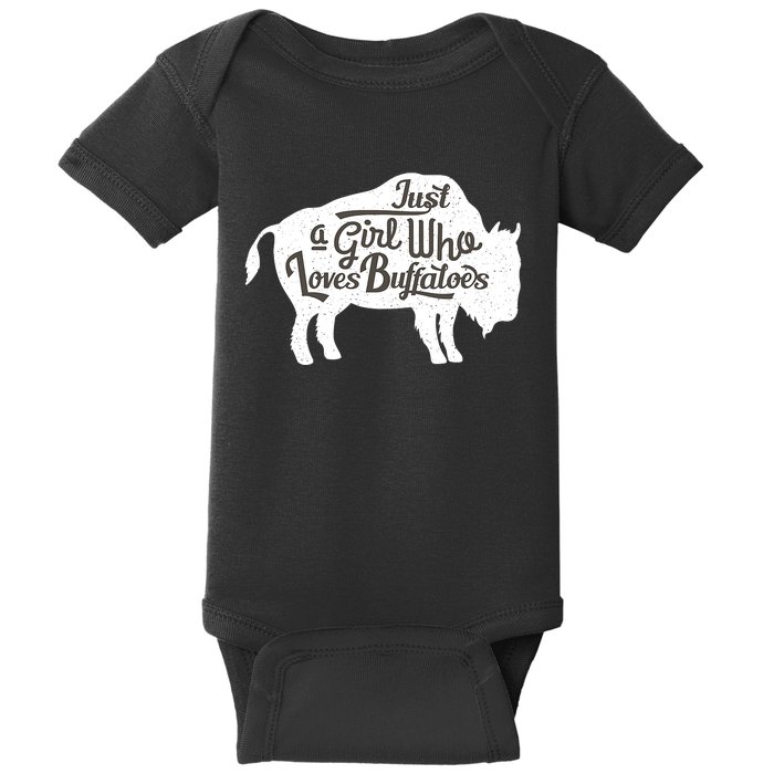 Just A  Who Loves Buffaloes Buffalo Bison Lover  Baby Bodysuit