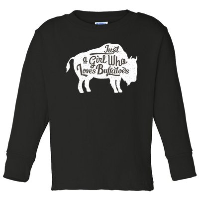 Just A  Who Loves Buffaloes Buffalo Bison Lover  Toddler Long Sleeve Shirt