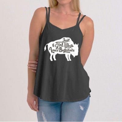 Just A  Who Loves Buffaloes Buffalo Bison Lover  Women's Strappy Tank