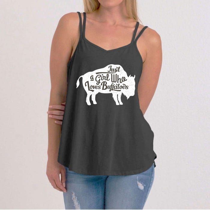 Just A  Who Loves Buffaloes Buffalo Bison Lover  Women's Strappy Tank