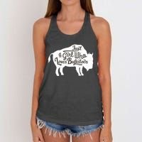 Just A  Who Loves Buffaloes Buffalo Bison Lover  Women's Knotted Racerback Tank