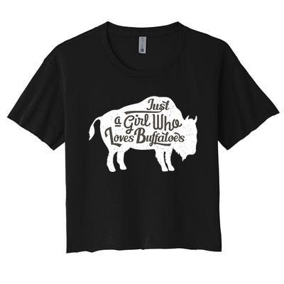 Just A  Who Loves Buffaloes Buffalo Bison Lover  Women's Crop Top Tee