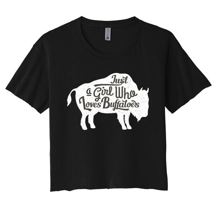 Just A  Who Loves Buffaloes Buffalo Bison Lover  Women's Crop Top Tee