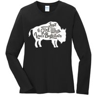 Just A  Who Loves Buffaloes Buffalo Bison Lover  Ladies Long Sleeve Shirt