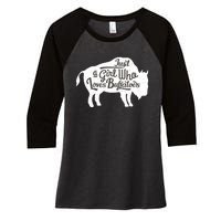 Just A  Who Loves Buffaloes Buffalo Bison Lover  Women's Tri-Blend 3/4-Sleeve Raglan Shirt