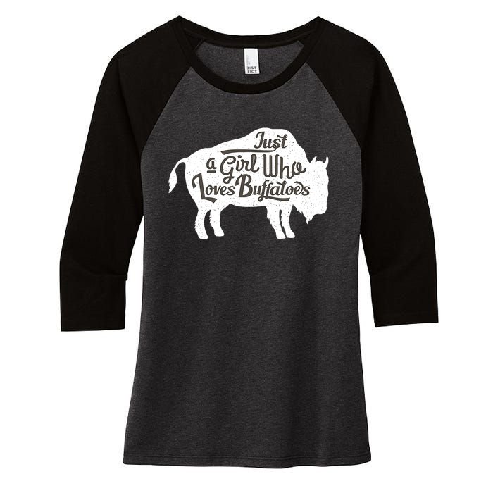 Just A  Who Loves Buffaloes Buffalo Bison Lover  Women's Tri-Blend 3/4-Sleeve Raglan Shirt