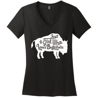 Just A  Who Loves Buffaloes Buffalo Bison Lover  Women's V-Neck T-Shirt