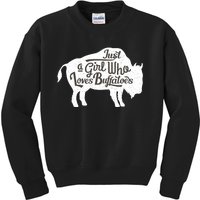 Just A  Who Loves Buffaloes Buffalo Bison Lover  Kids Sweatshirt