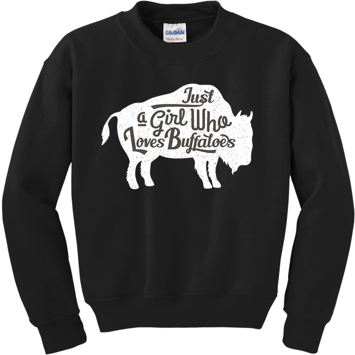 Just A  Who Loves Buffaloes Buffalo Bison Lover  Kids Sweatshirt