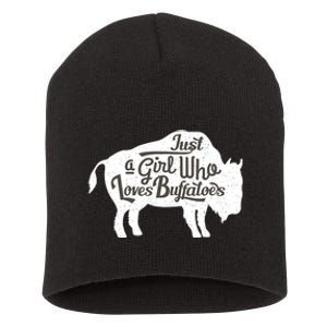 Just A  Who Loves Buffaloes Buffalo Bison Lover  Short Acrylic Beanie