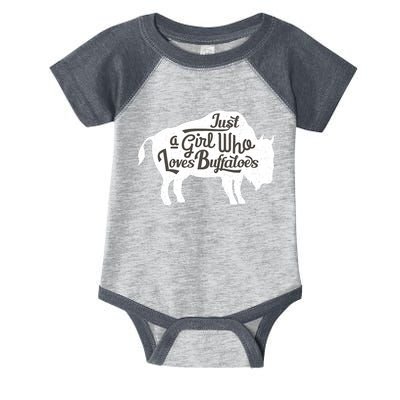 Just A  Who Loves Buffaloes Buffalo Bison Lover  Infant Baby Jersey Bodysuit