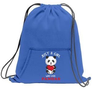 Just A Who Loves Pandas Valentines Day Cute Bear Funny Gift Great Gift Sweatshirt Cinch Pack Bag