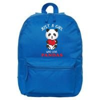 Just A Who Loves Pandas Valentines Day Cute Bear Funny Gift Great Gift 16 in Basic Backpack