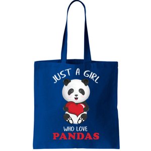 Just A Who Loves Pandas Valentines Day Cute Bear Funny Gift Great Gift Tote Bag