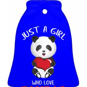 Just A Who Loves Pandas Valentines Day Cute Bear Funny Gift Great Gift Ceramic Bell Ornament