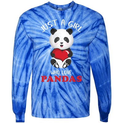 Just A Who Loves Pandas Valentines Day Cute Bear Funny Gift Great Gift Tie-Dye Long Sleeve Shirt