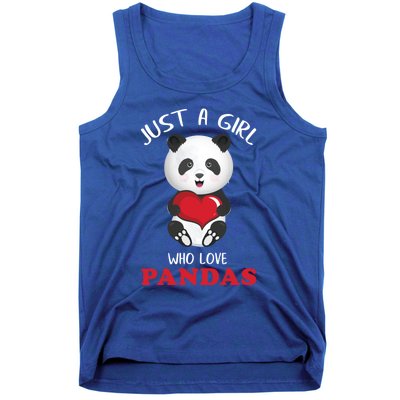 Just A Who Loves Pandas Valentines Day Cute Bear Funny Gift Great Gift Tank Top