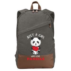 Just A Who Loves Pandas Valentines Day Cute Bear Funny Gift Great Gift Cotton Canvas Backpack